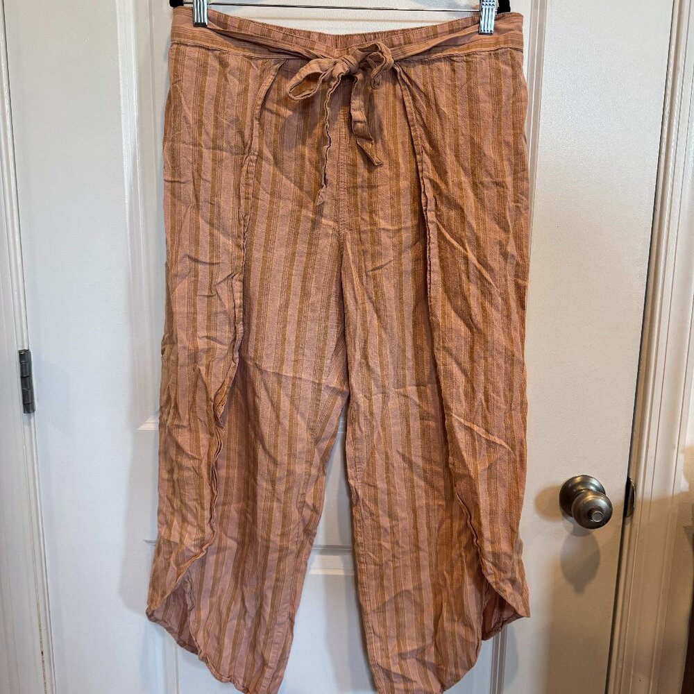 Patagonia Rust Stripe Tie-Waist Linen Blend Pants